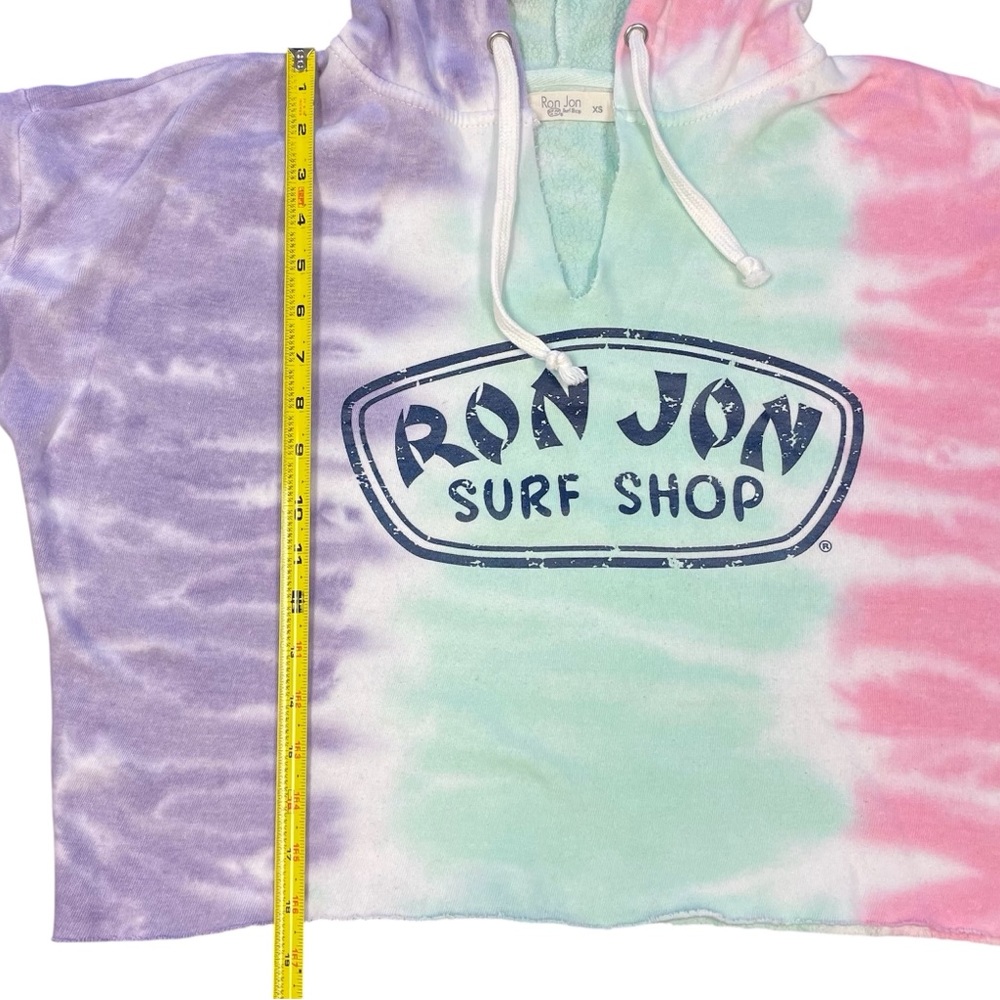 Ron Jon Surf Shop Tie-Dye Cropped Hoodie Pink Green Purple White, Size XS - Picture 4 of 5